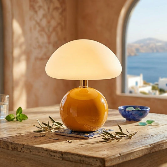 LUNAE — Lampe de Table Champignon en Verre Dépoli