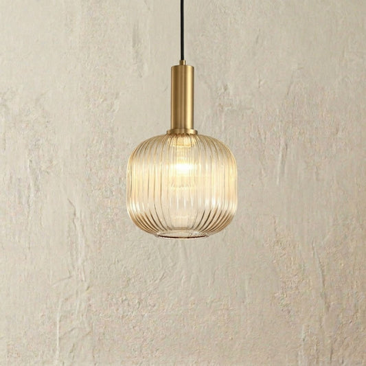 IRIS — Suspension en Verre Strié et Laiton