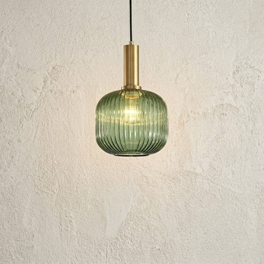 IRIS — Suspension en Verre Strié et Laiton